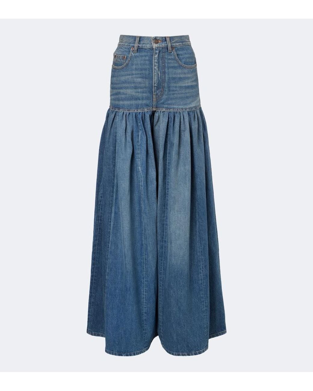 Chloé Blue Pleated Wide-Leg Jeans