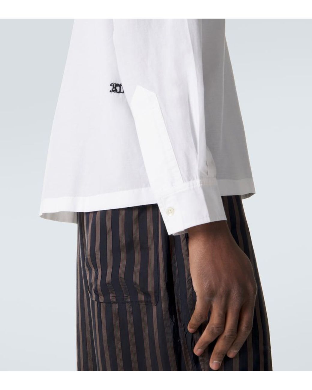 Bode White Embroidered Cotton And Silk Shirt for men