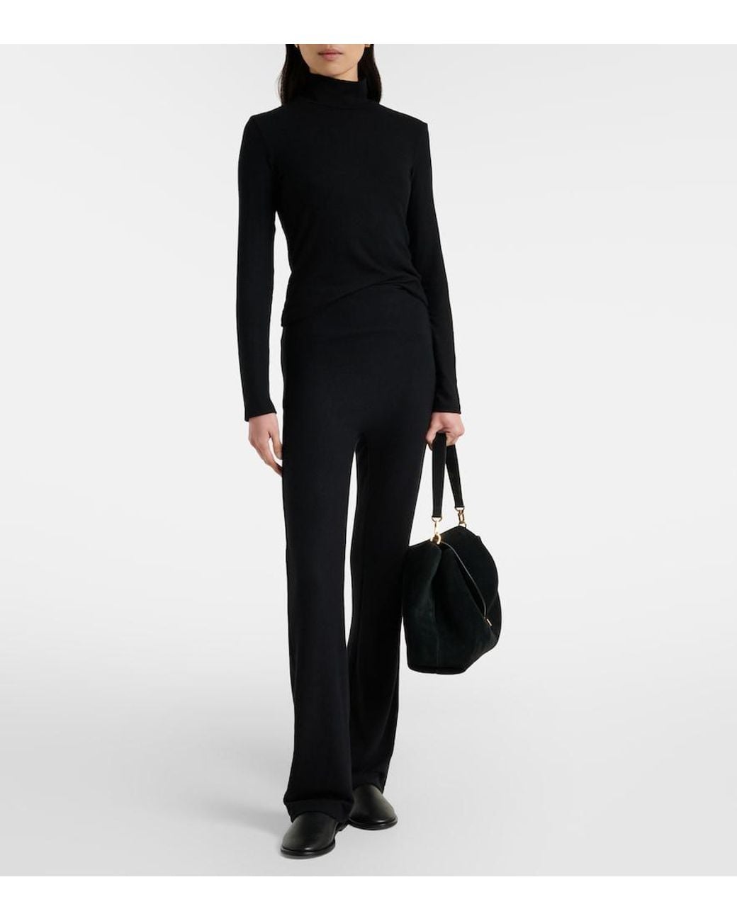 Leset Black Lauren High-Rise Straight Pants