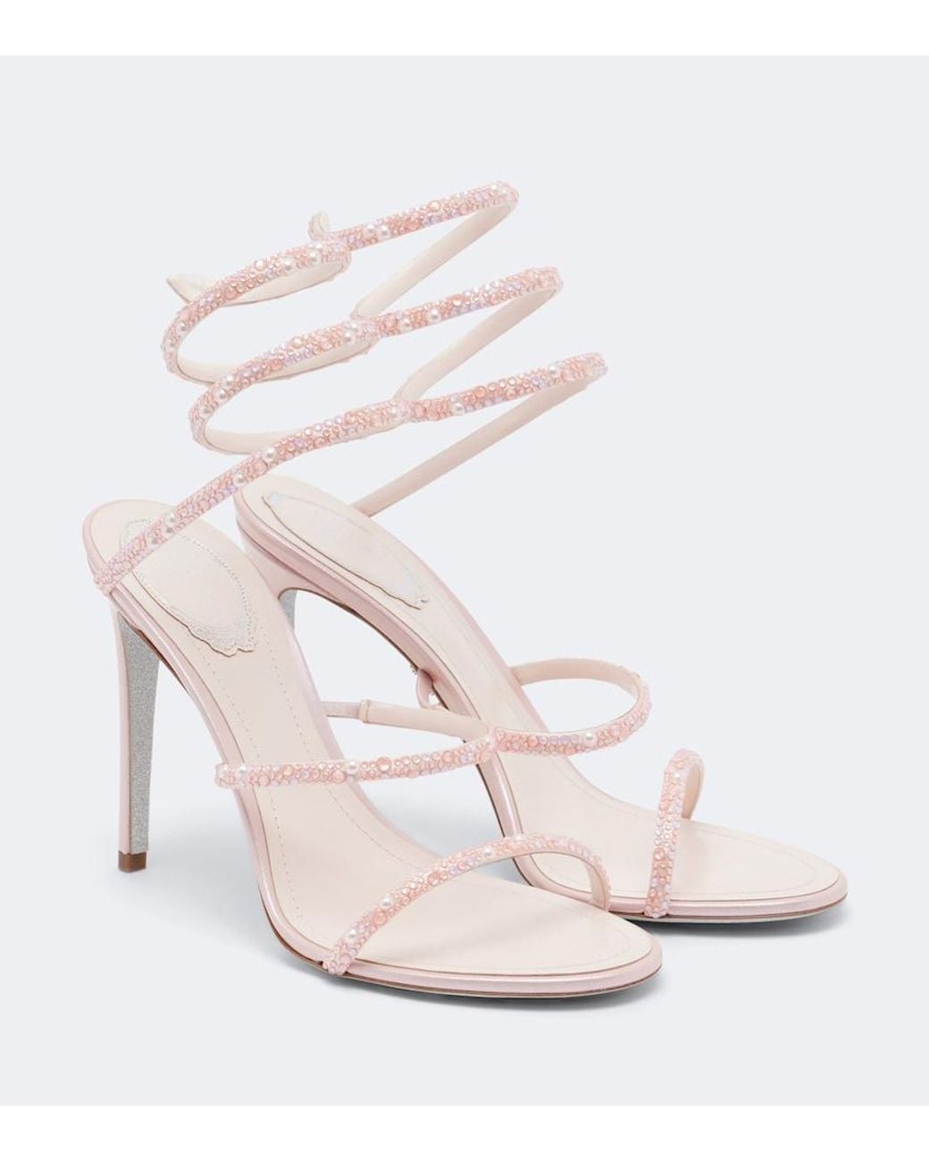 Rene Caovilla White Cleo Swarovski-Embellished Leather Sandals