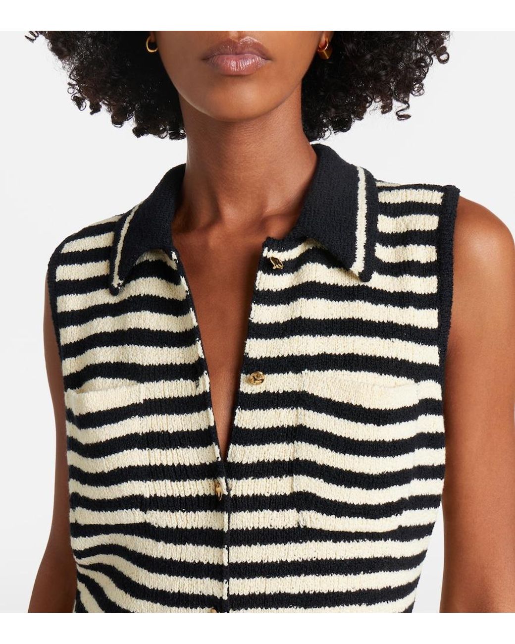 Altuzarra Black Mamie Striped Cotton-Blend Polo Dress