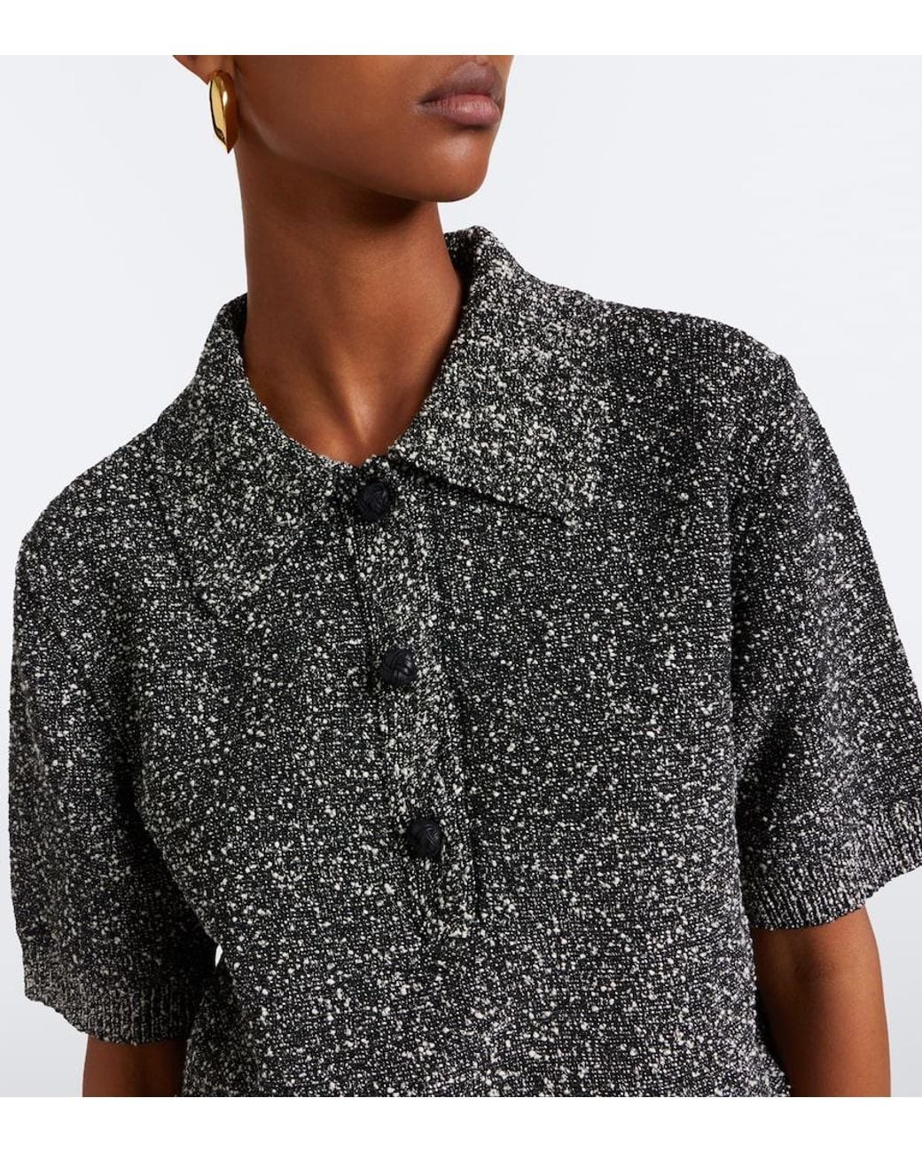 Rohe Black Cotton-Blend Boucle Polo Sweater