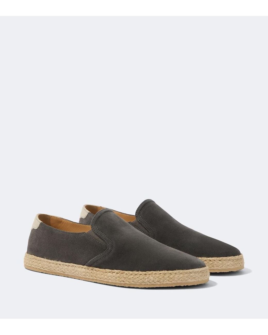 Brunello Cucinelli Brown Jute-Trimmed Suede Slip-On Shoes for men