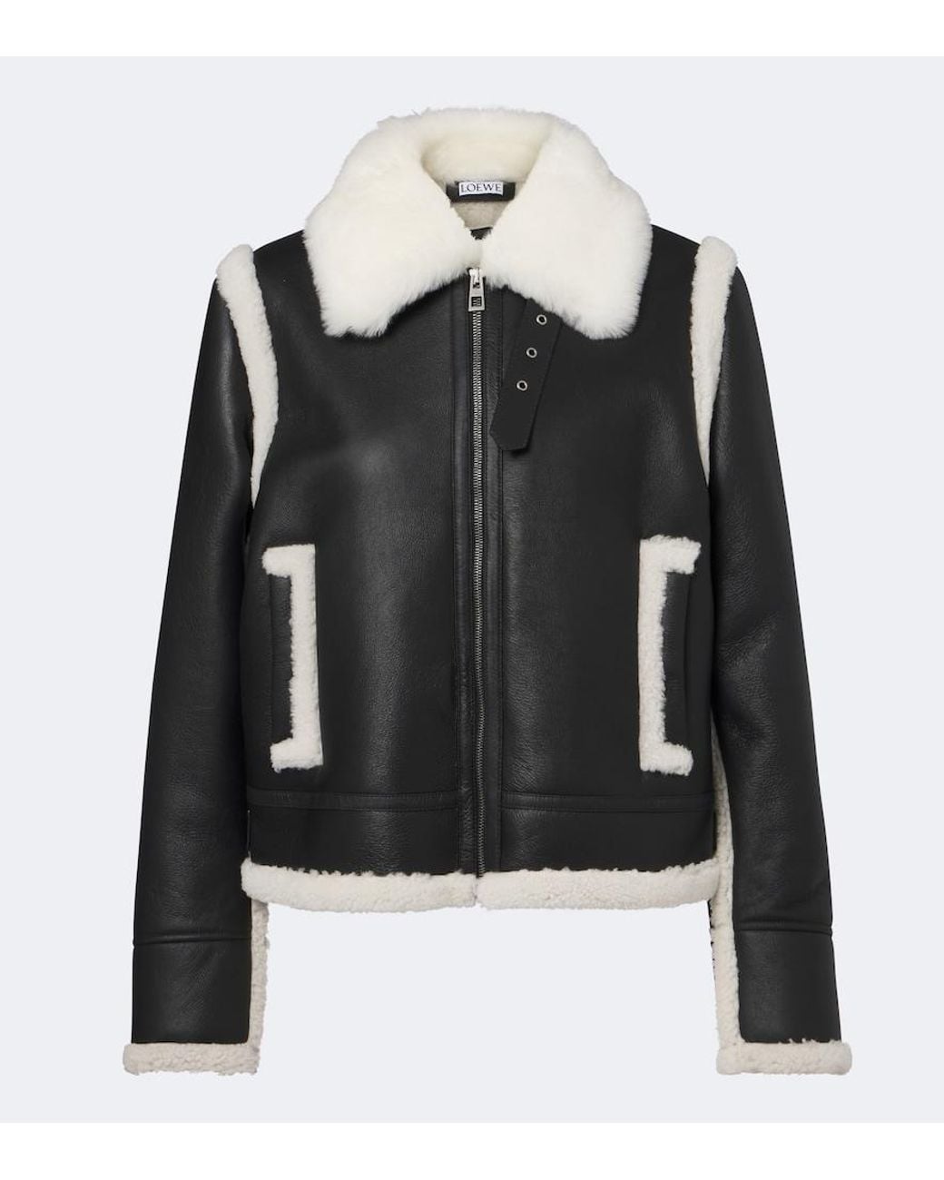 Loewe Black Shearling-Trimmed Leather Jacket