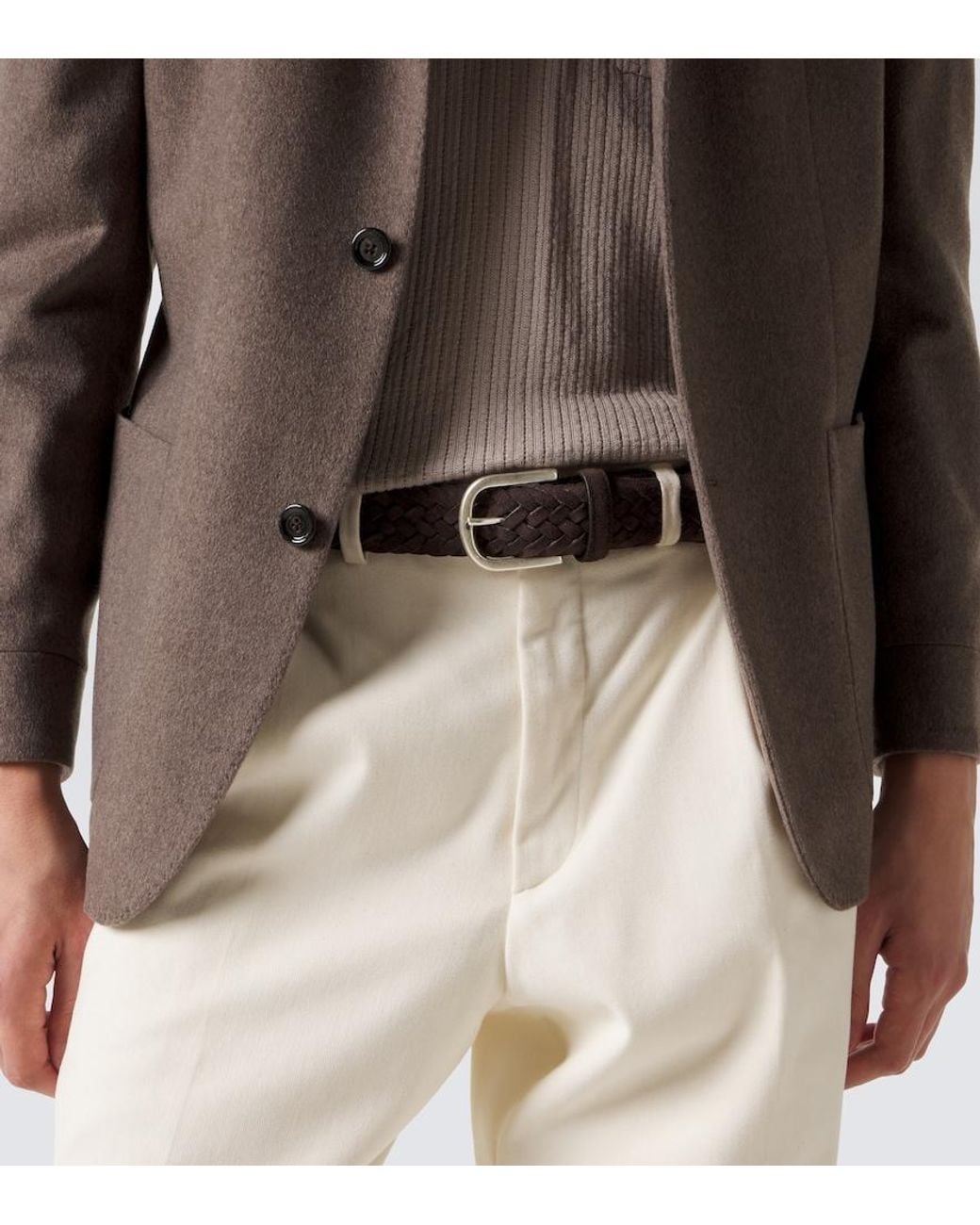 Canali Brown Braided Suede Belt for men