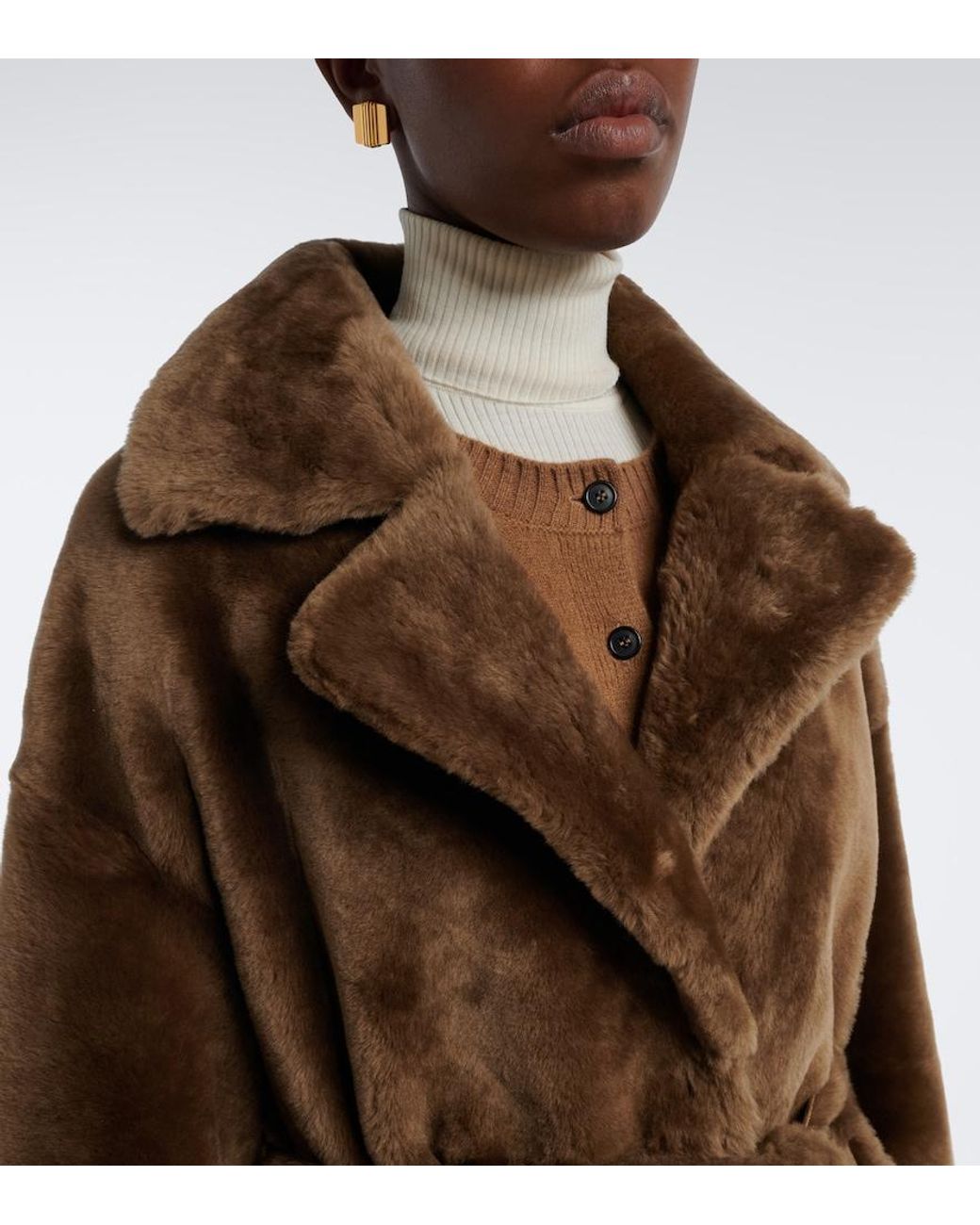 Arma Brown Rien Shearling Wrap Coat