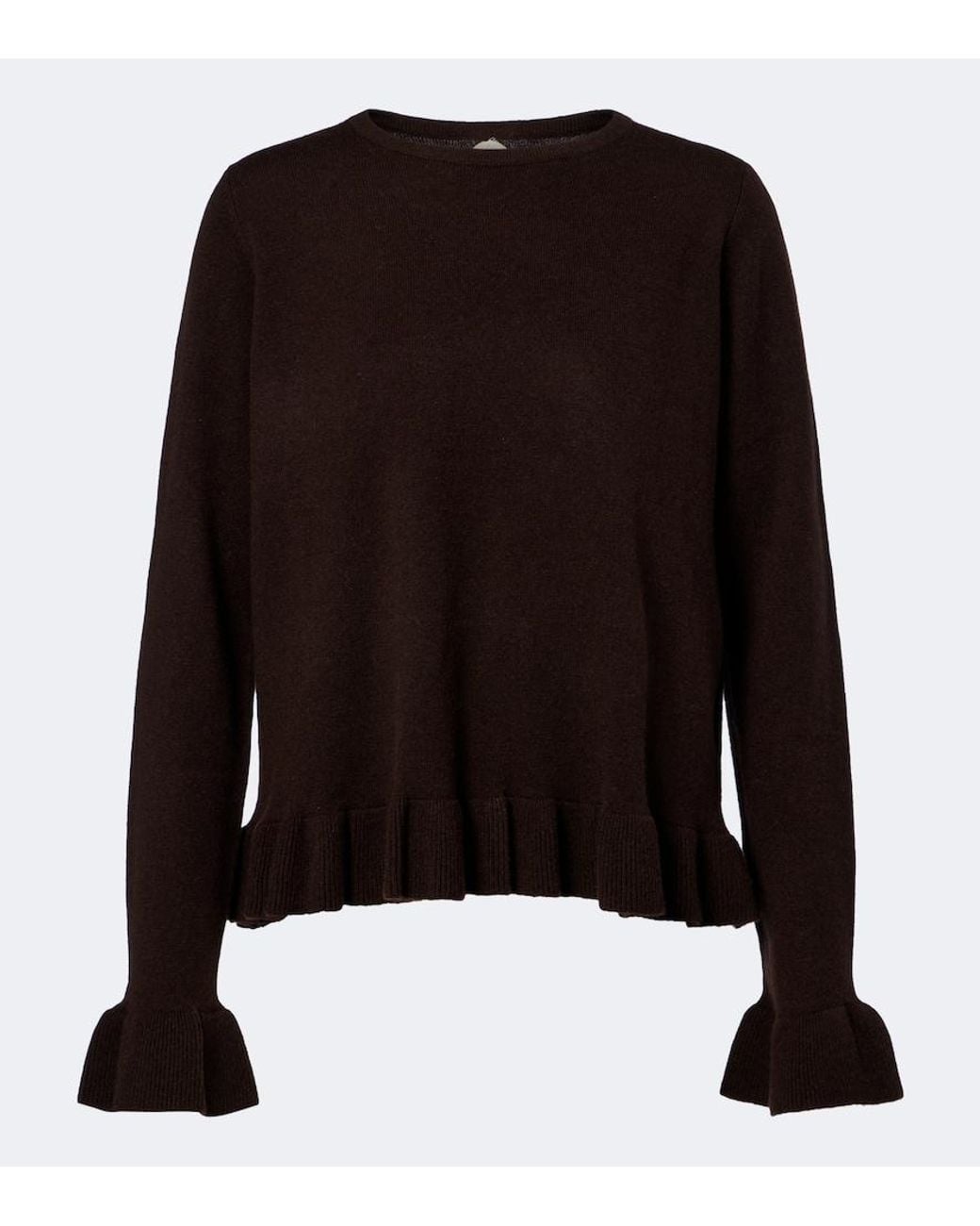 Jardin Des Orangers Black Ruffled Virgin Wool And Cashmere Sweater
