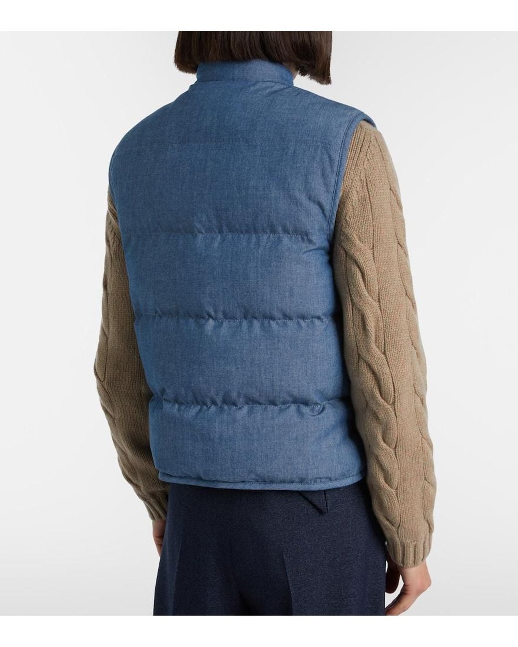 Loro Piana Blue Kris Cotton Chambray Puffer Jacket