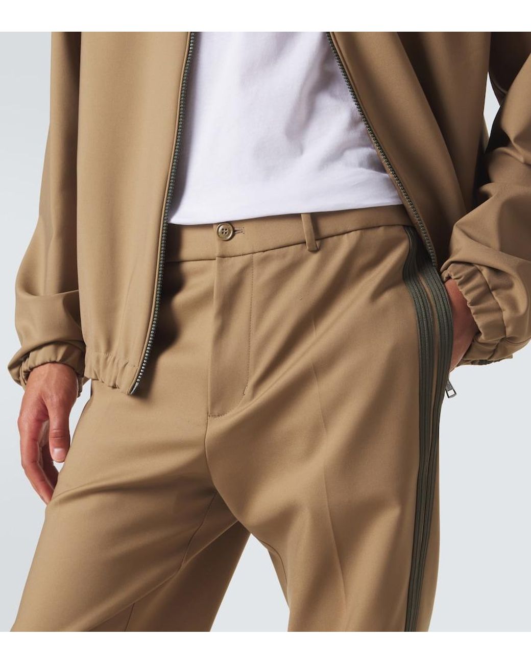Moncler Natural Cotton-Blend Straight Pants for men