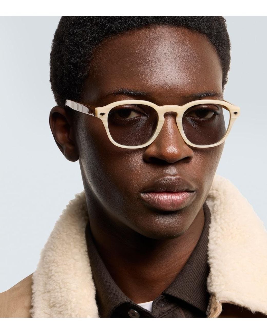 Brunello Cucinelli Natural Round Sunglasses for men
