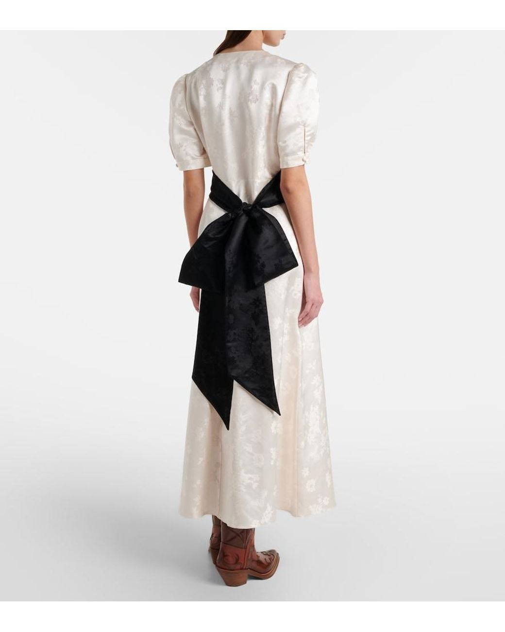 Gabriela Hearst White Larkin Floral Silk Midi Dress