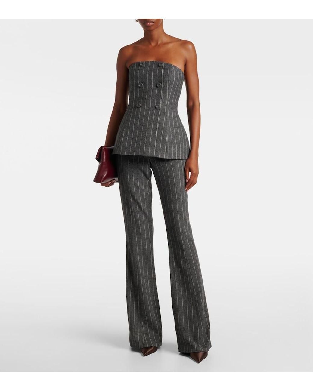 Carolina Herrera Gray Striped Pants