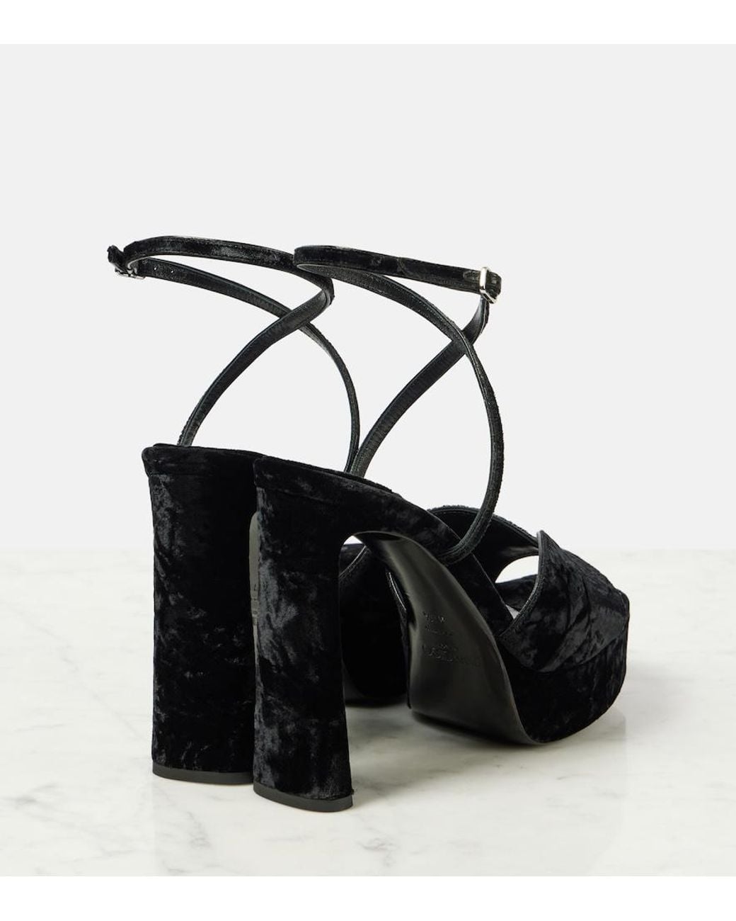 Jimmy Choo Black Karli 125 Velvet Platform Sandals