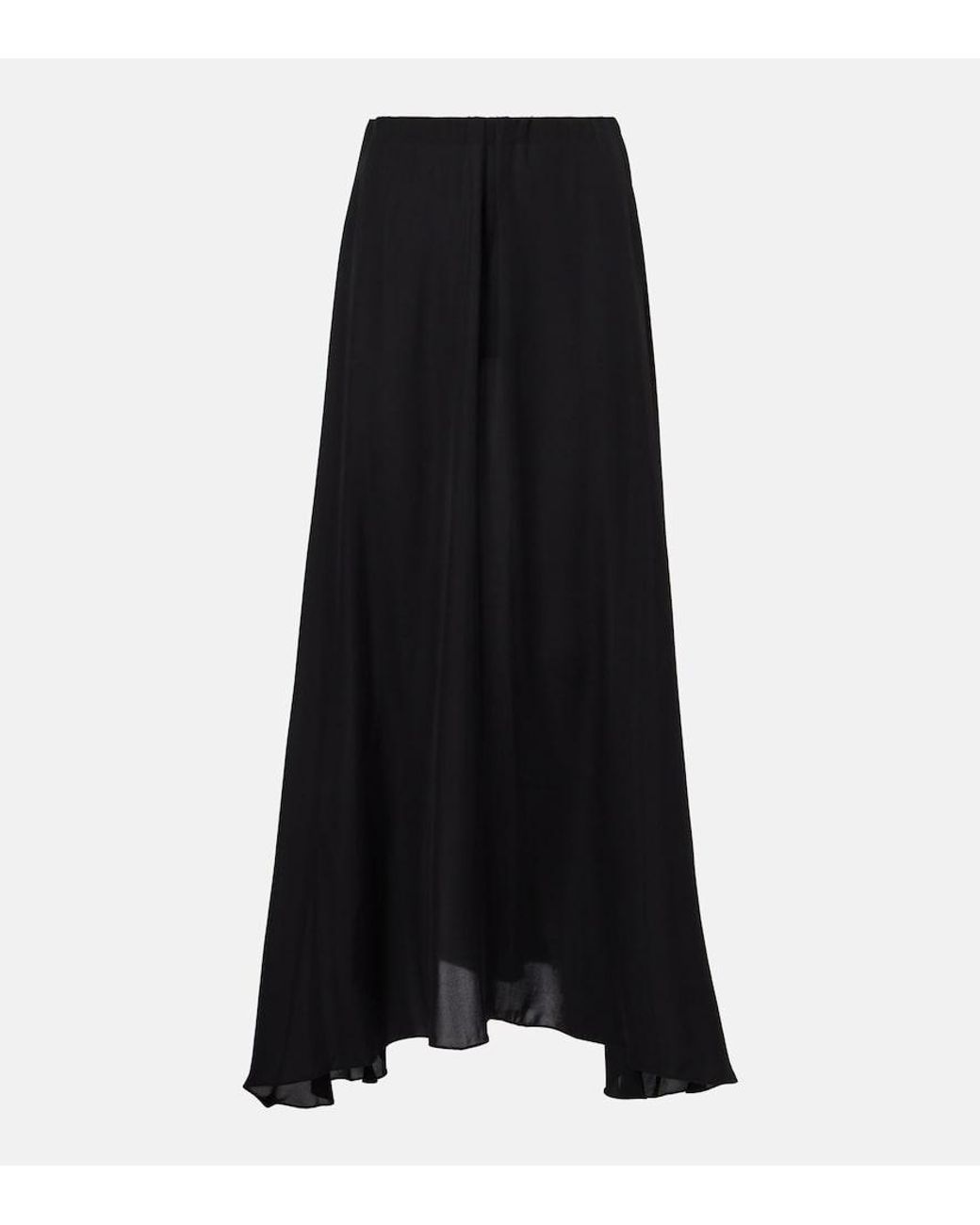 Wardrobe NYC Black Flared Silk Maxi Skirt
