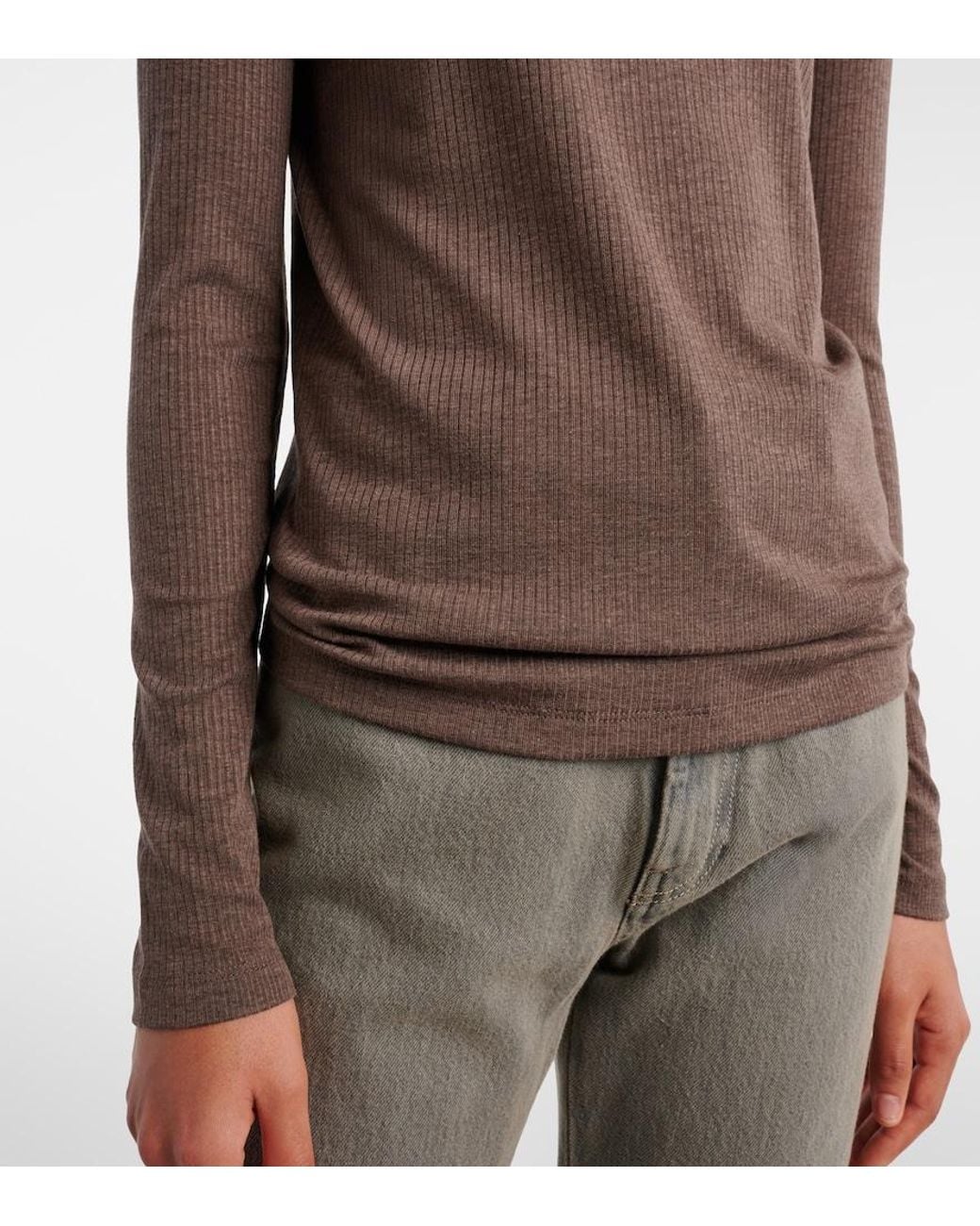 Max Mara Brown Ribbed-Knit T-Shirt