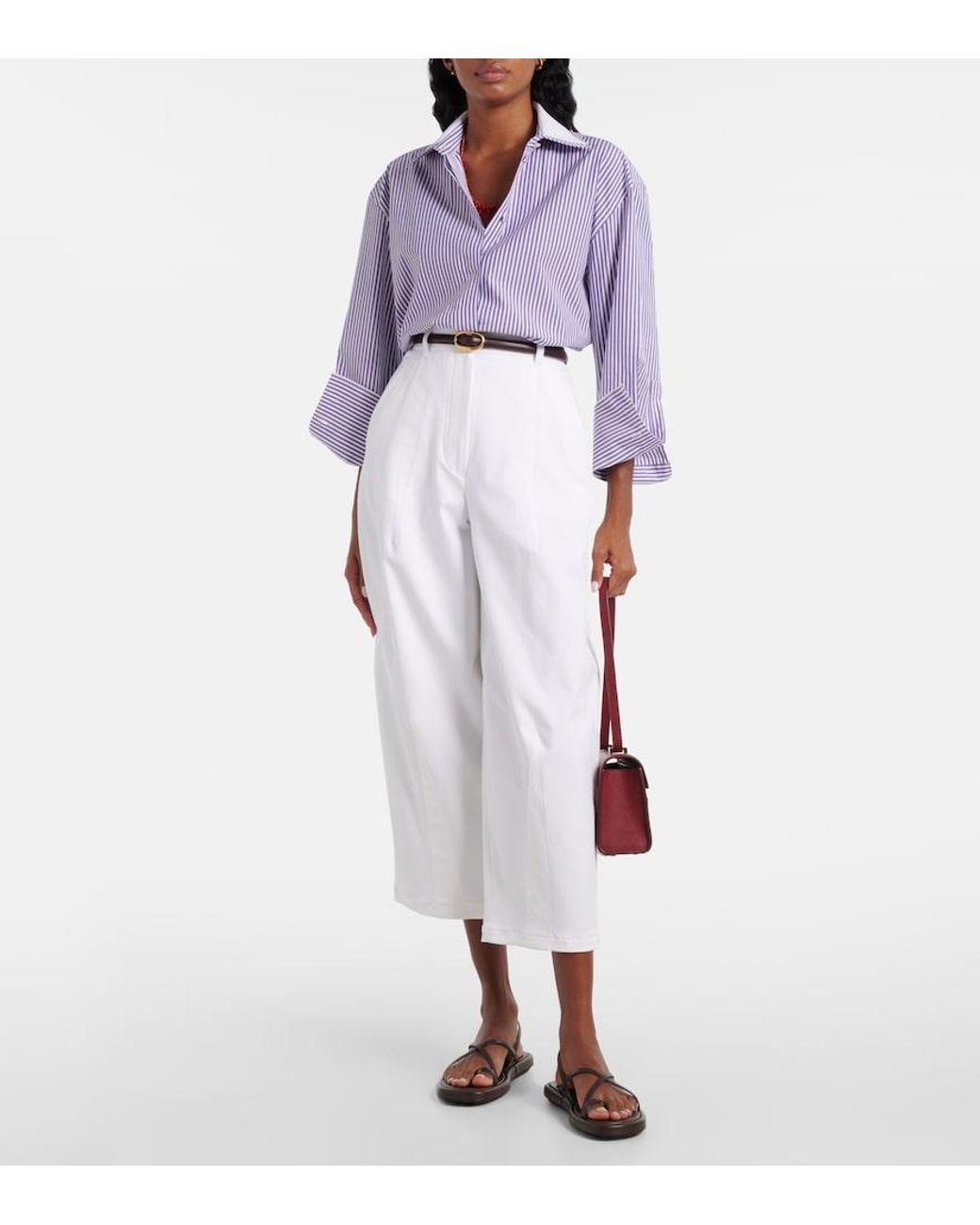 Max Mara Purple Tubinga Striped Poplin Shirt
