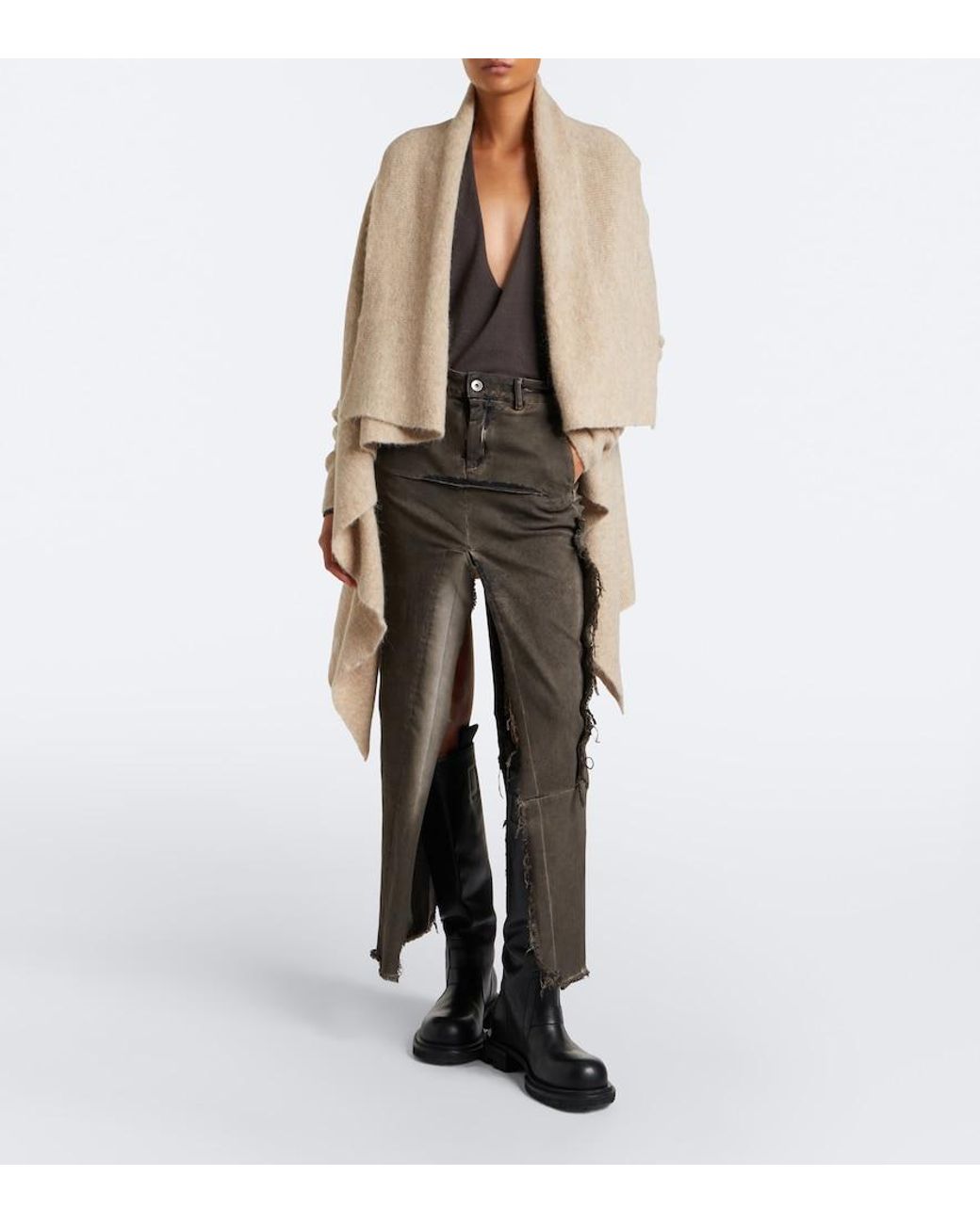 Rick Owens Natural Alpaca And Wool-Blend Cardigan