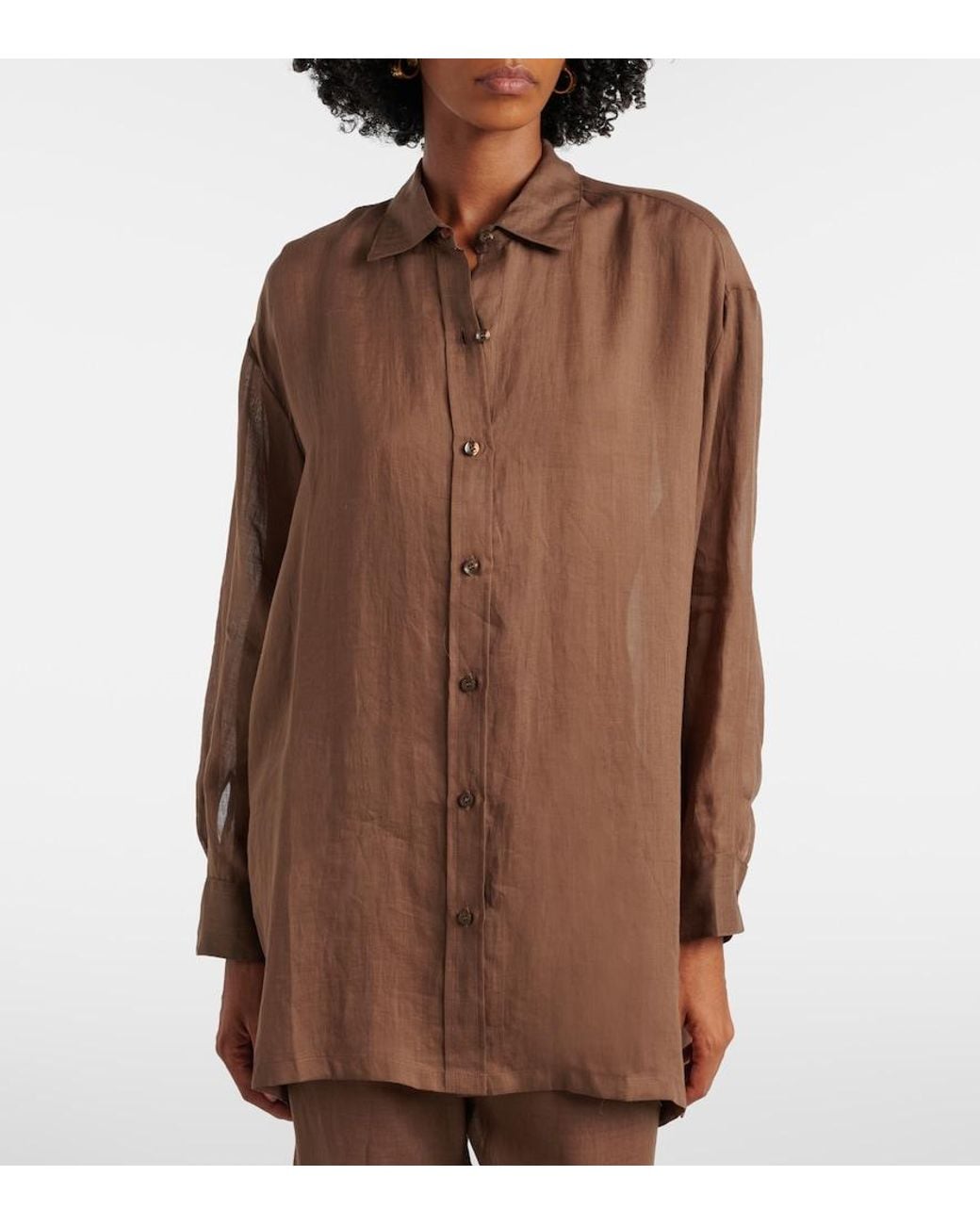Leset Brown Niko Oversized Ramie Shirt