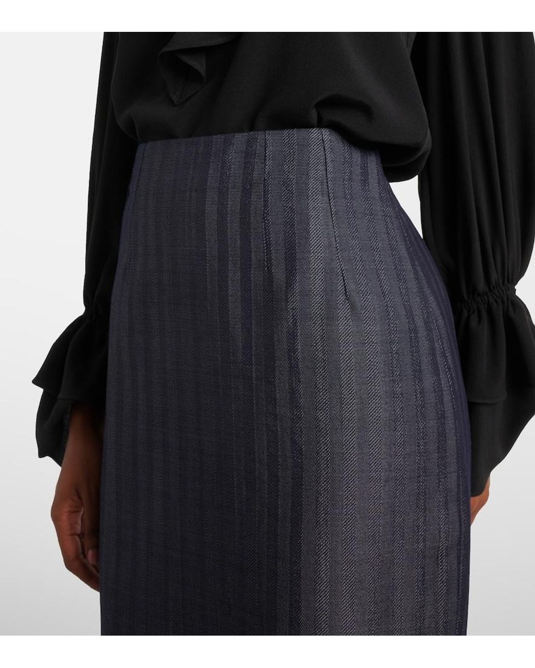 Etro Blue Wool-Blend Pencil Skirt