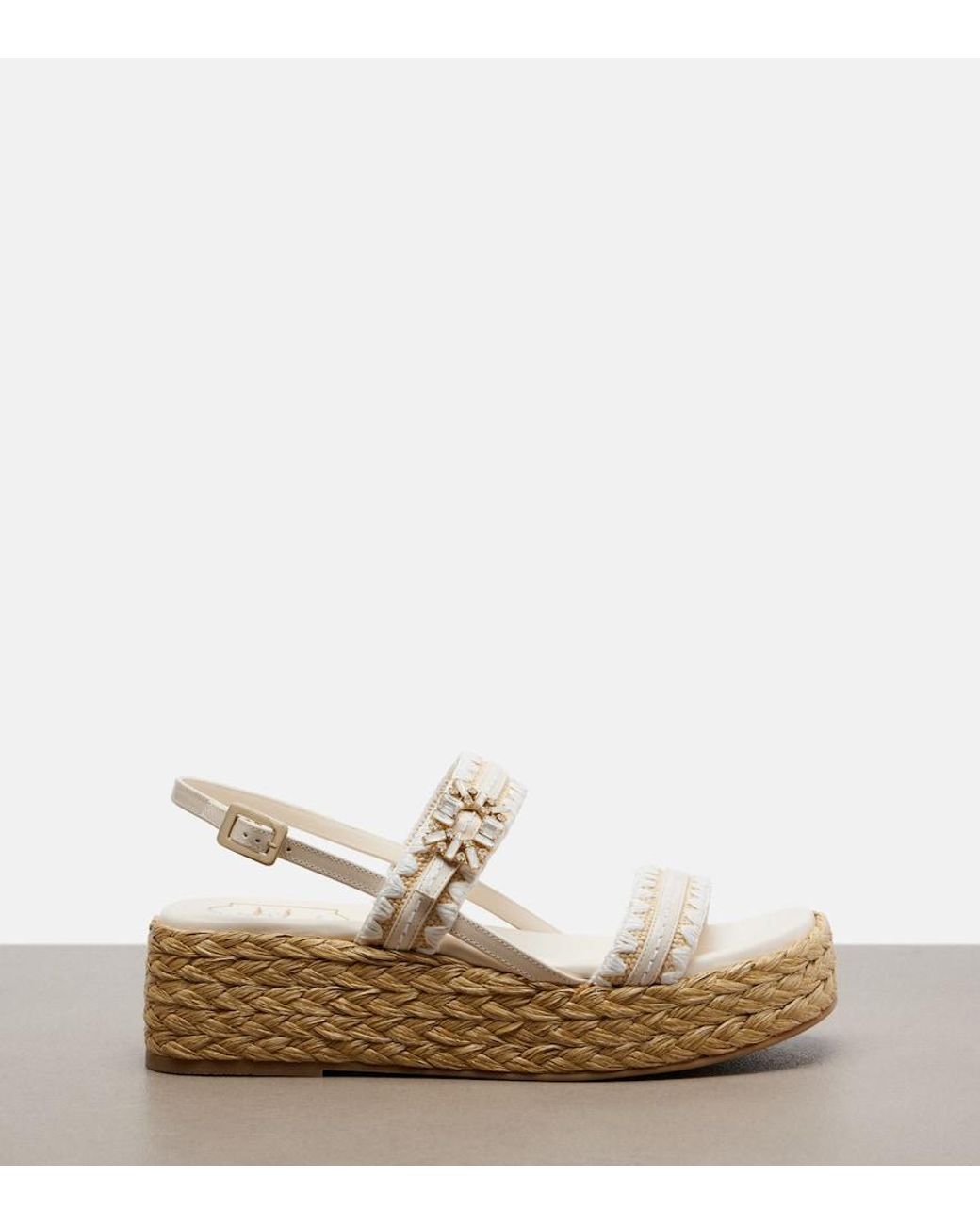 Roger Vivier White Summer Strass Espadrille Sandals