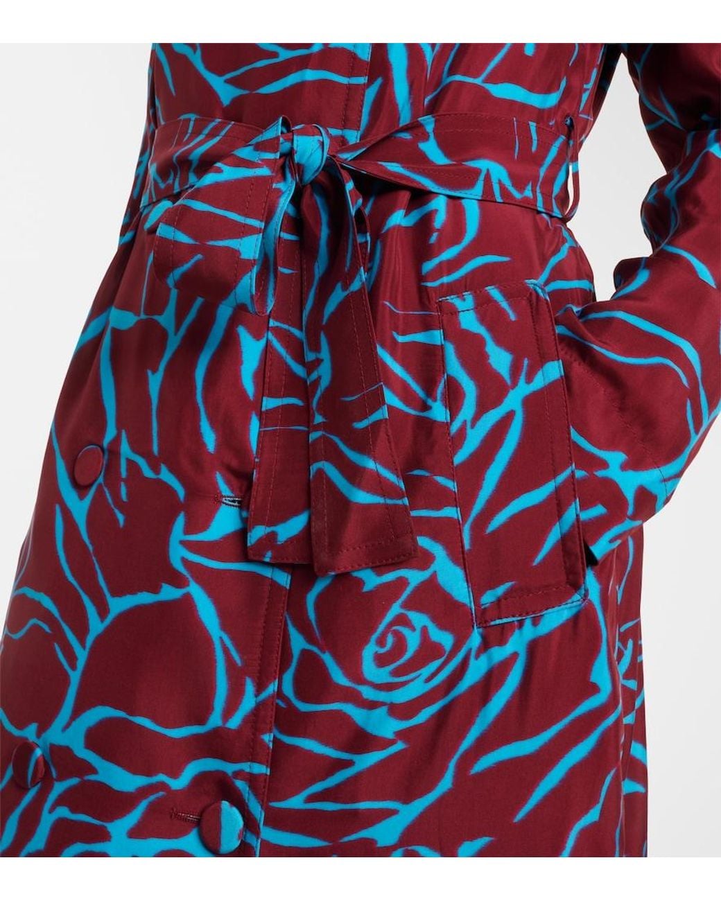 Dries Van Noten Blue Printed Twill Coat
