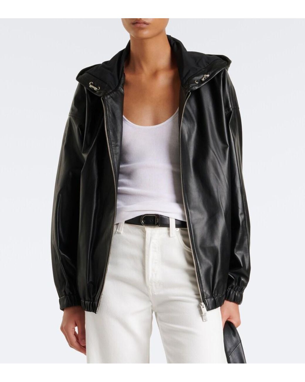 Arma Black Guisy Hooded Leather Jacket