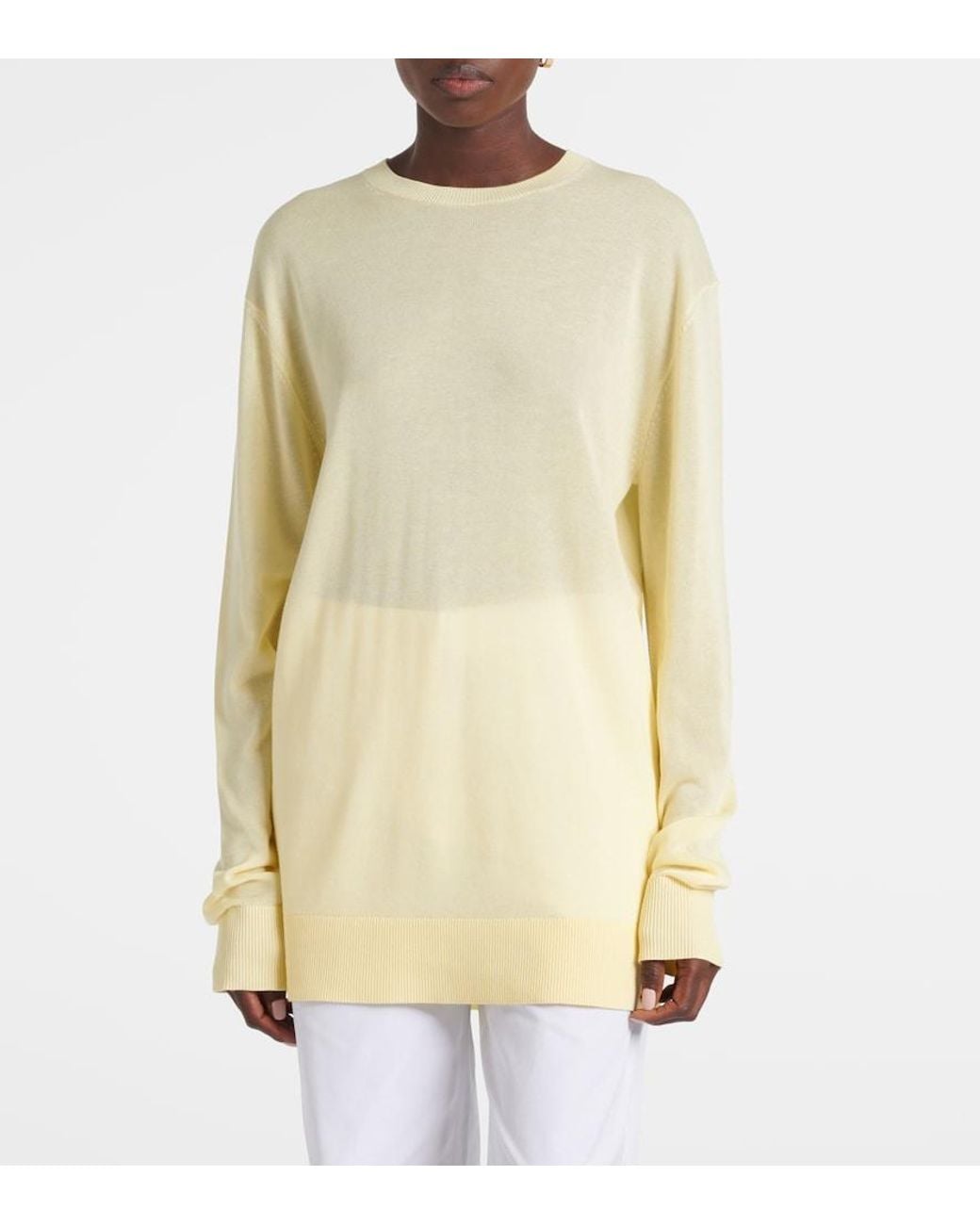 Totême Yellow Oversized Semi-Sheer Sweater