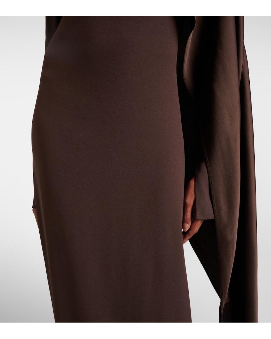 Taller Marmo Brown Mounia Caped Crepe Cady Gown