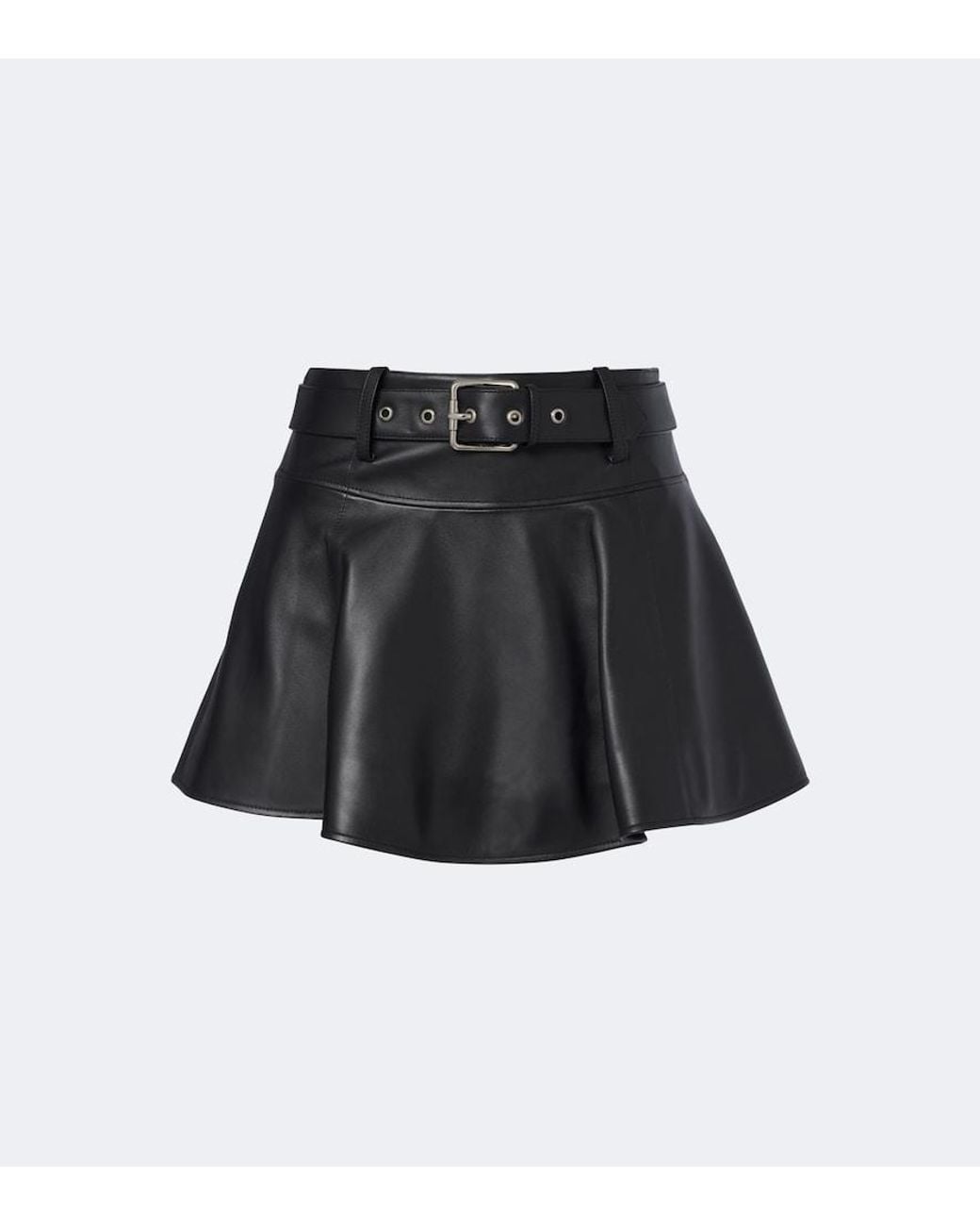 Minifalda De Piel Con Cinturon Loewe de color Black