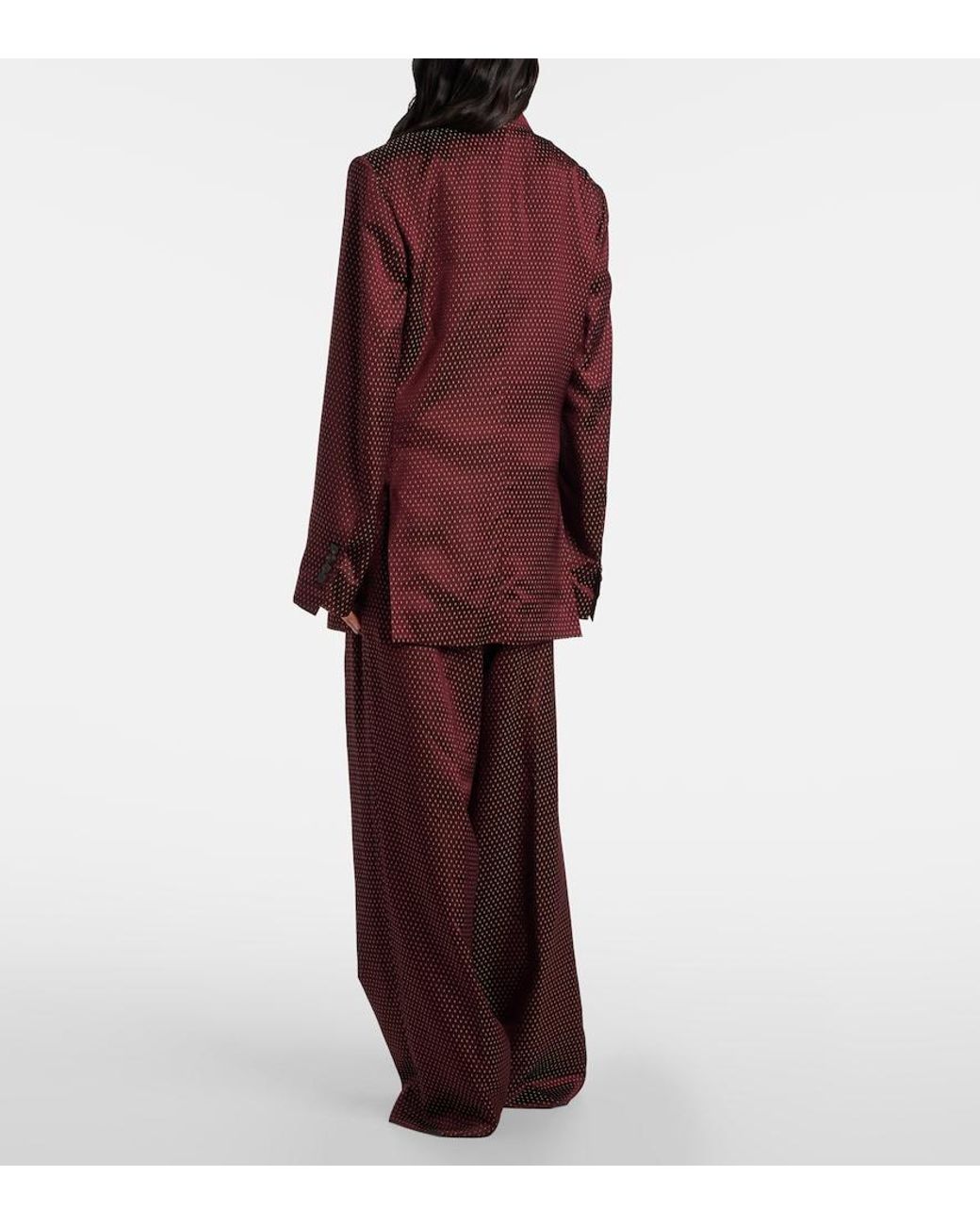 Dries Van Noten Red Belted High-Rise Wide-Leg Pants