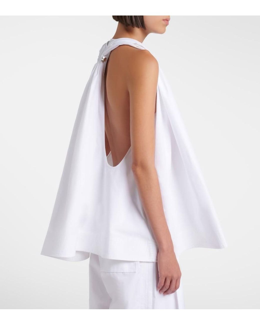 Jacquemus White Norma Cotton Poplin Top