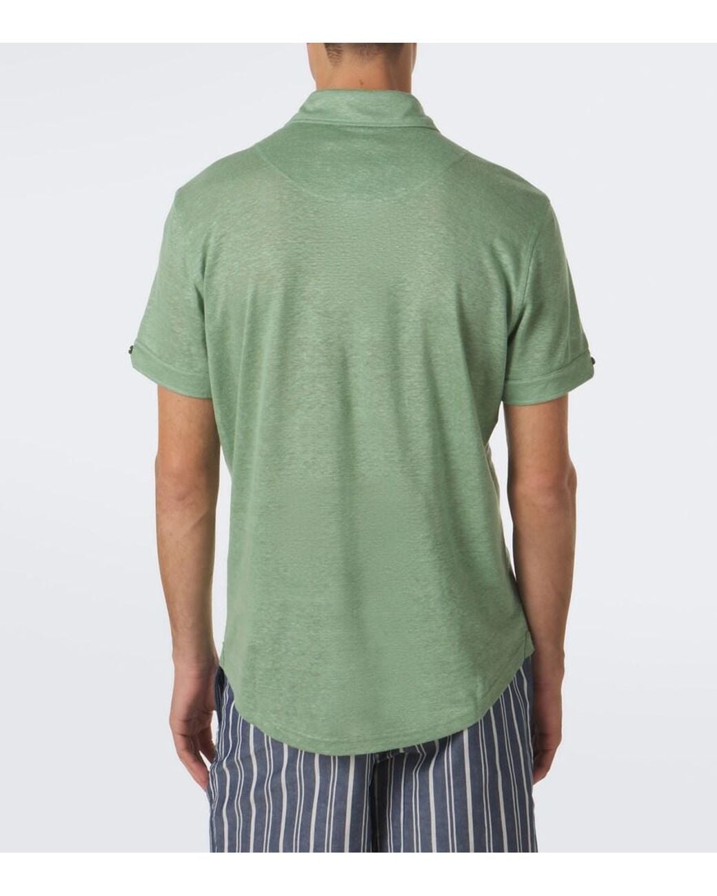 Orlebar Brown Green Sebastian Linen Jersey Polo Shirt for men
