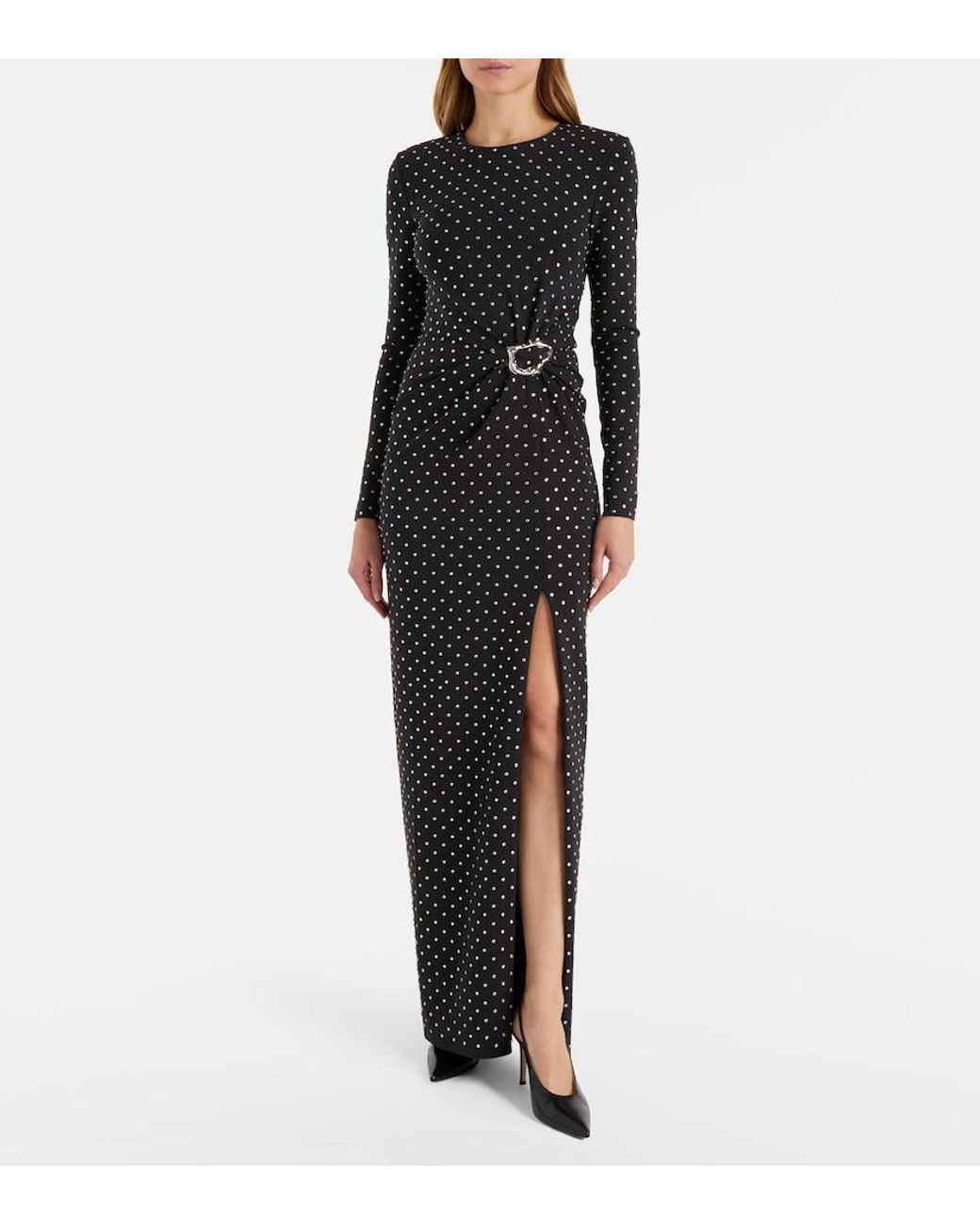 Roland Mouret Black Embellished Gathered Jersey Gown