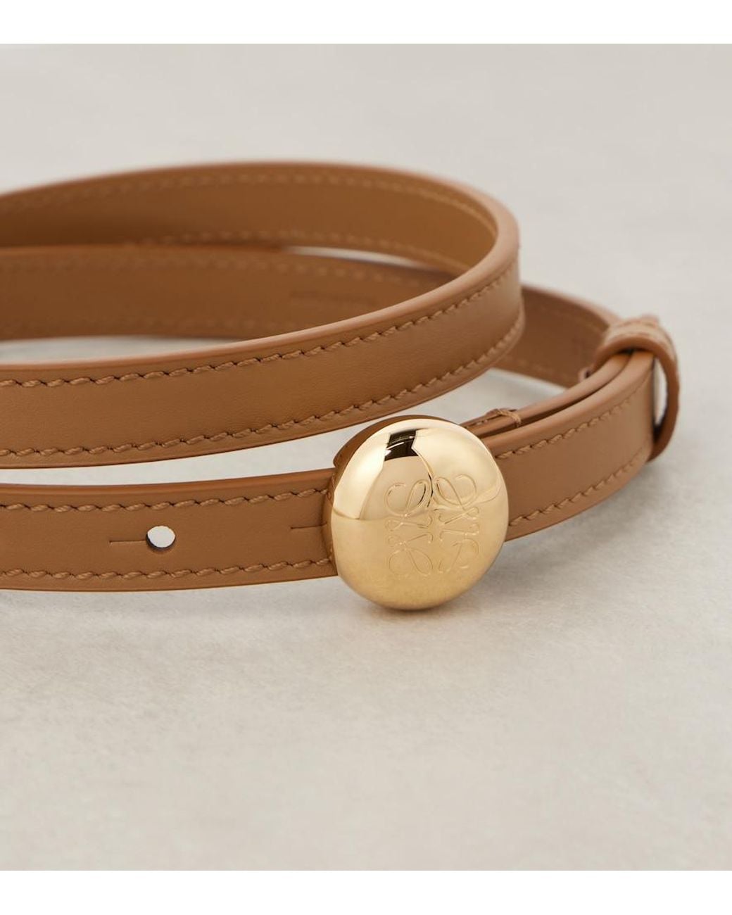 Loewe Brown Pebble Anagram Leather Belt