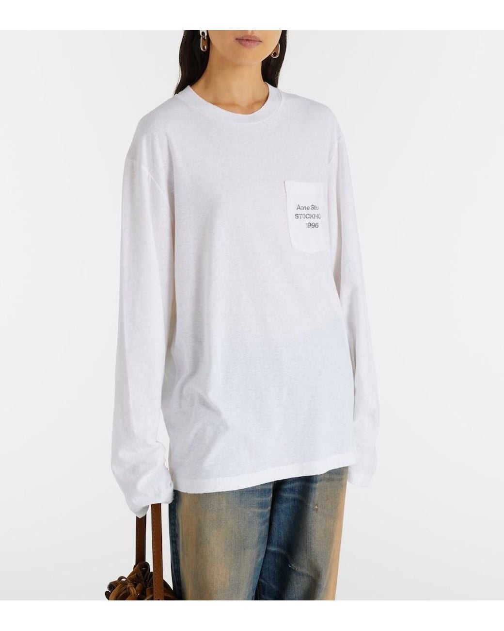 Acne White Edden Oversized Cotton-Blend T-Shirt