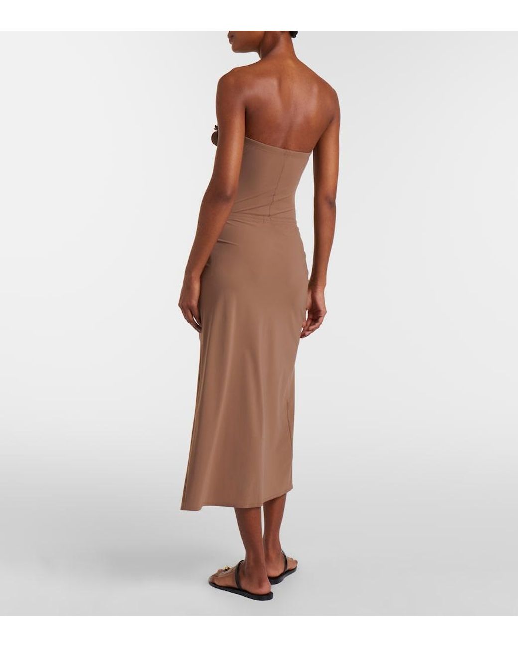 Karla Colletto Brown Tess Floral-Applique Beach Cover-Up