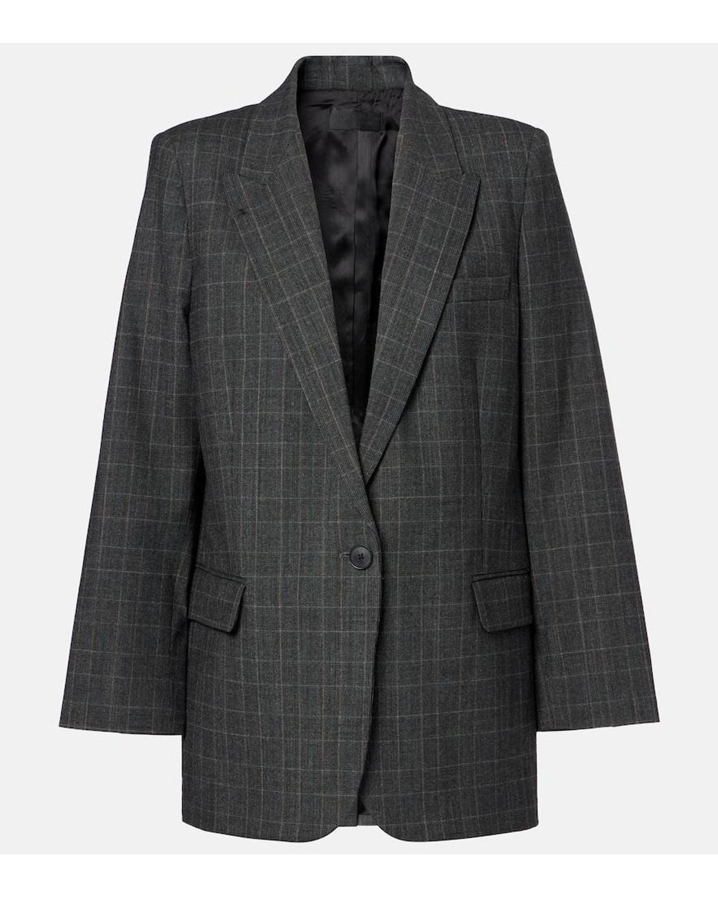 Nili Lotan Black Diane Checked Wool-Blend Blazer