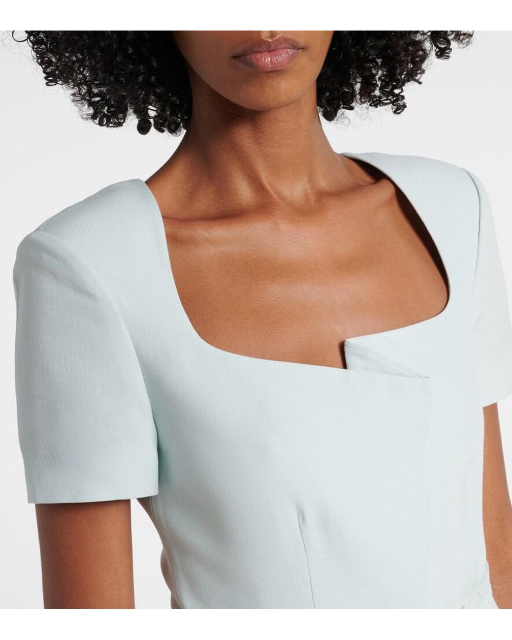 Roland Mouret White Wool And Slik Midi Dress