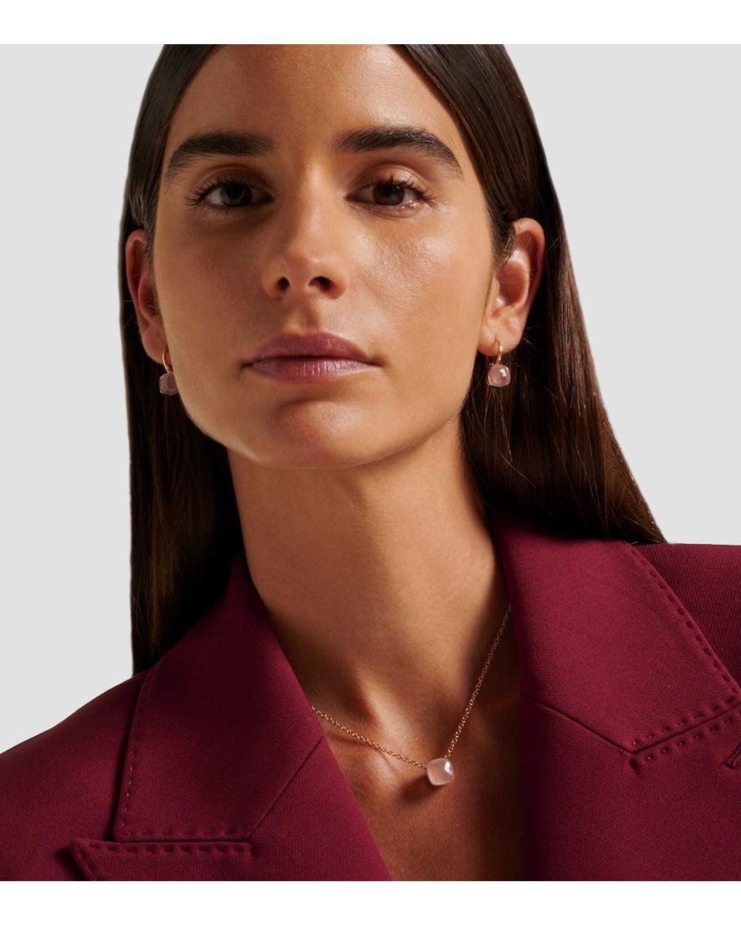 Pomellato White Nudo 18kt Gold Necklace With Rose Quartz