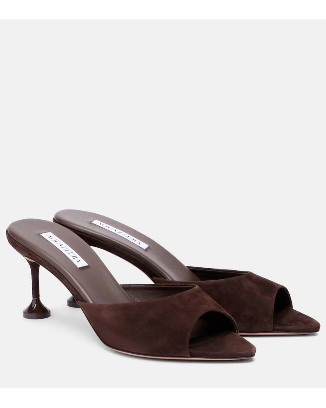 Aquazzura Brown Bisous 65 Suede Mules