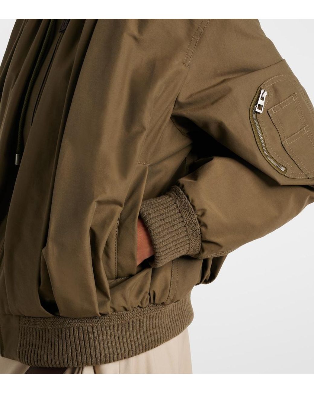 Loewe Green Gathered Cotton-Blend Jacket