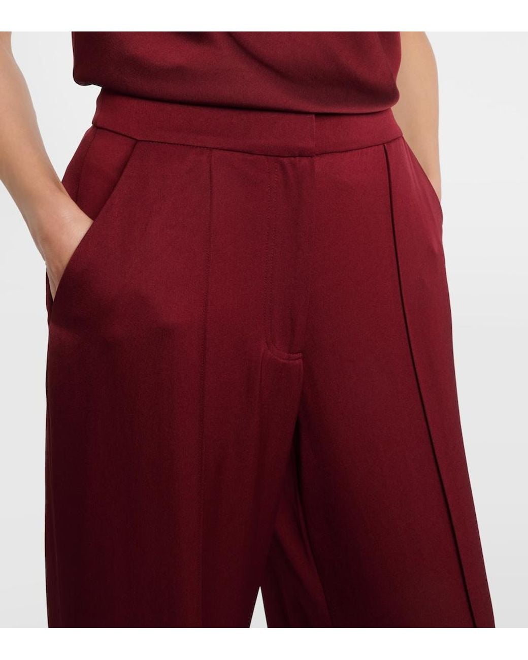 Jonathan Simkhai Red Kyra Satin Wide-Leg Pants