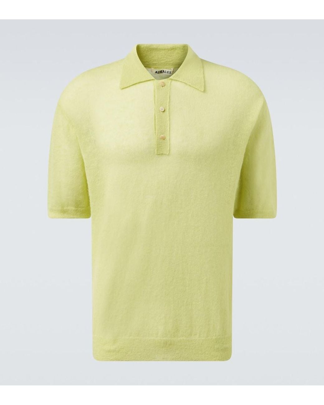 Auralee Yellow Mohair-Blend Polo Sweater for men