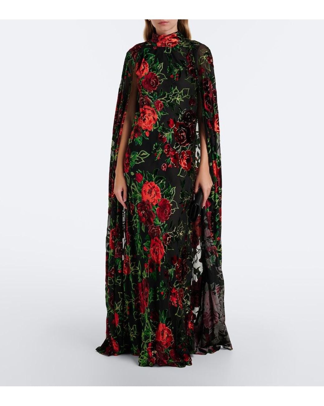 Rodarte Black Floral Devore Velvet Gown