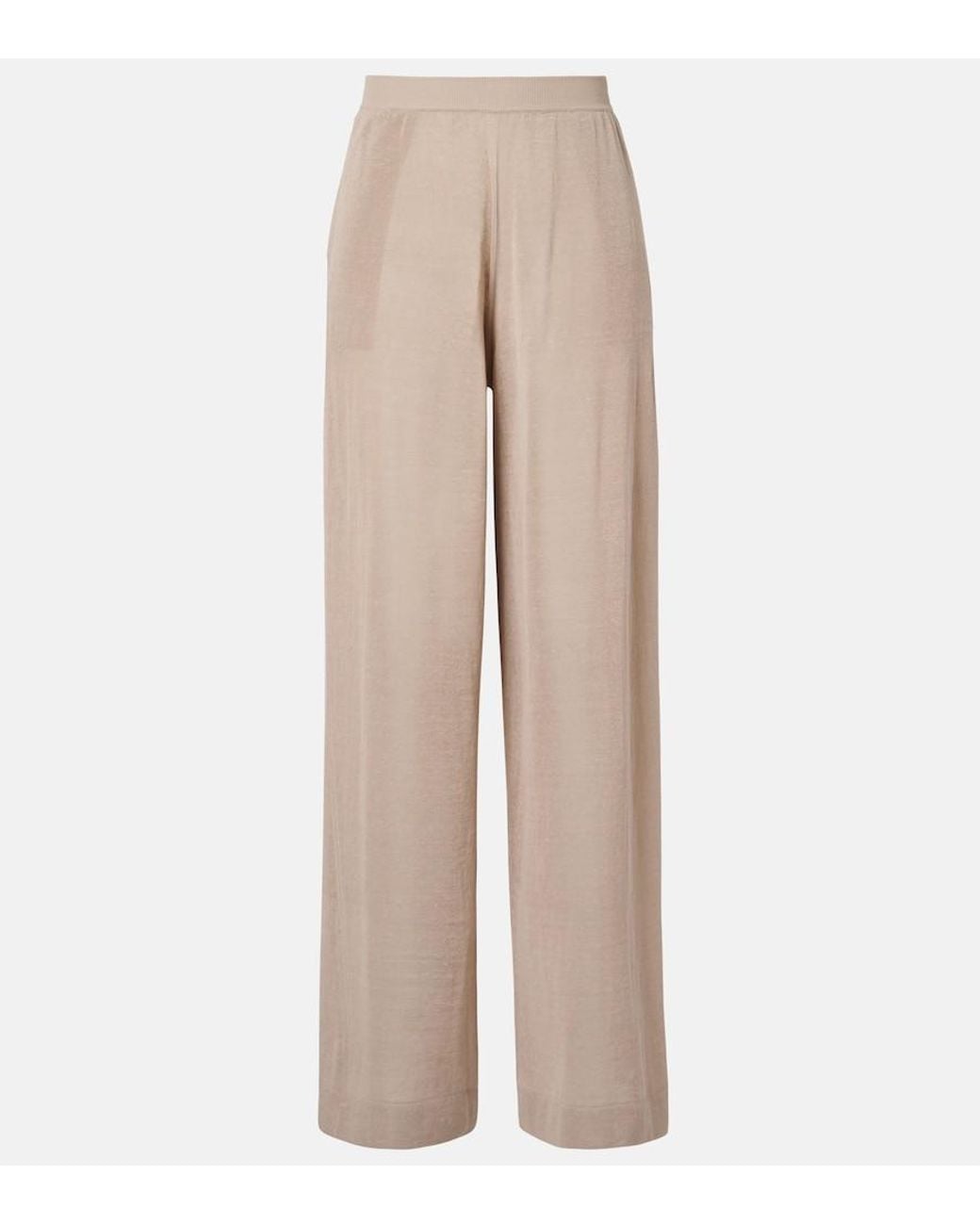 Alaïa Natural Linen And Silk Wide-Leg Pants