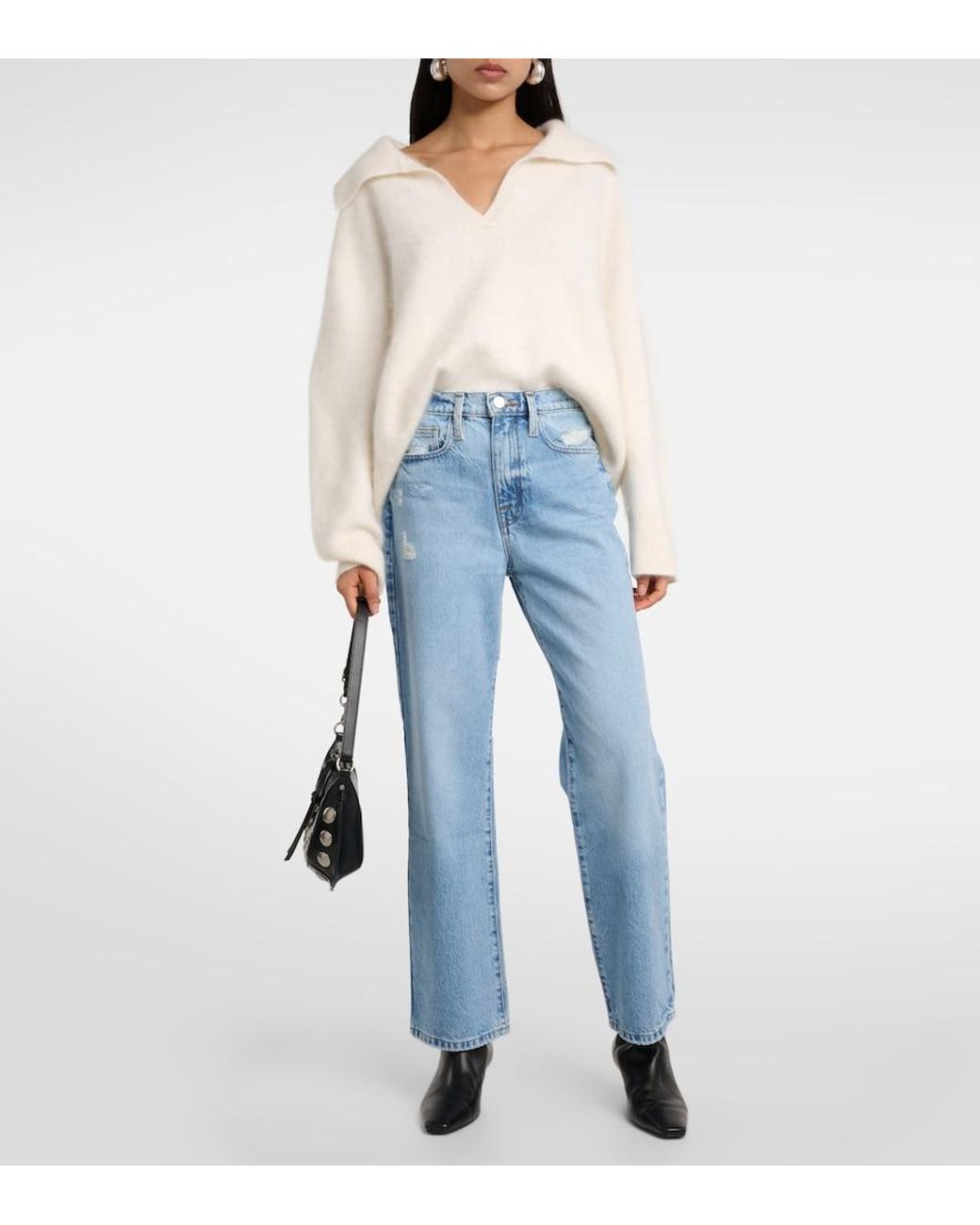 FRAME Blue Le Jane Ankle High-Rise Straight Jeans