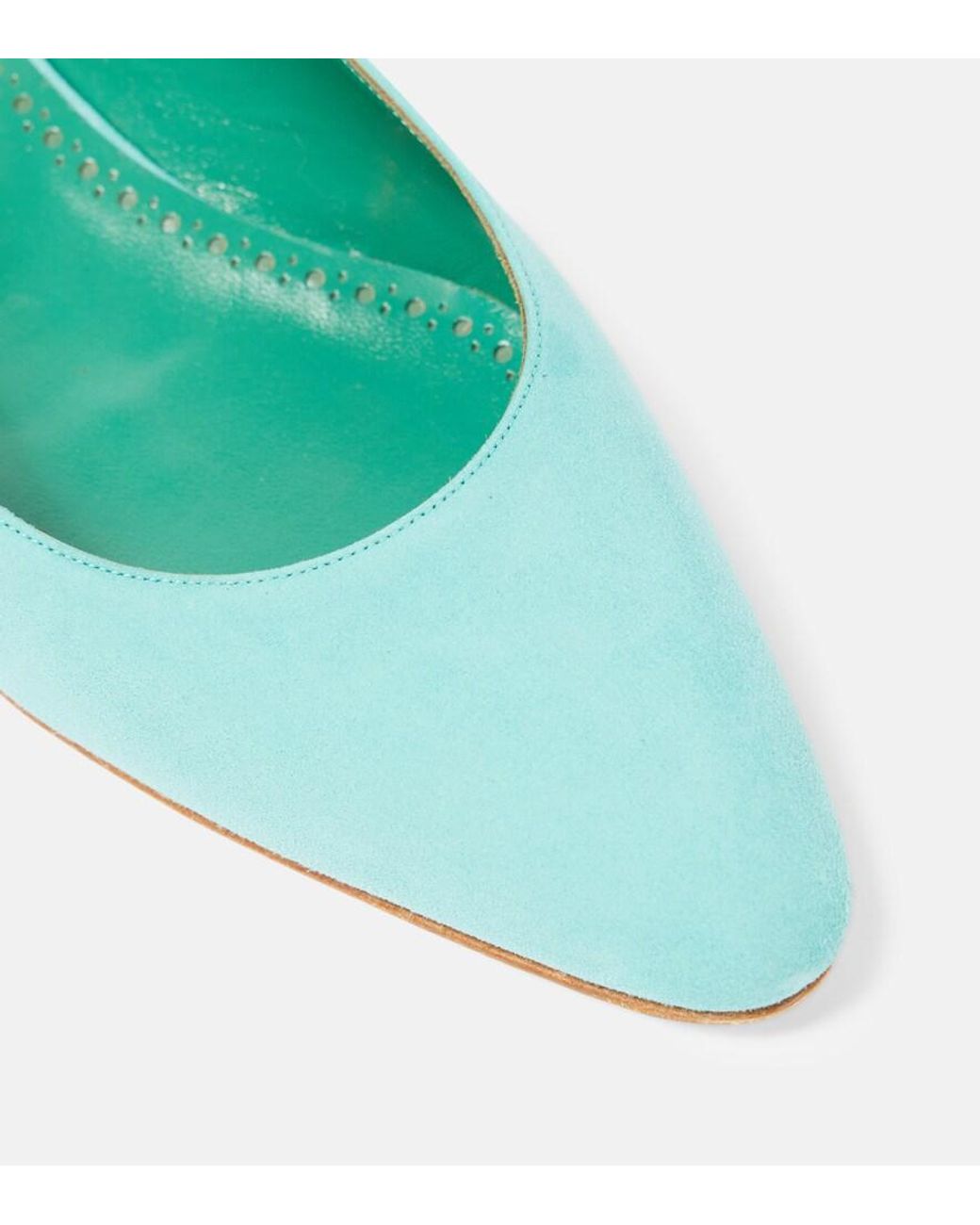 Manolo Blahnik Green Sawra 10 Suede Slingback Flats