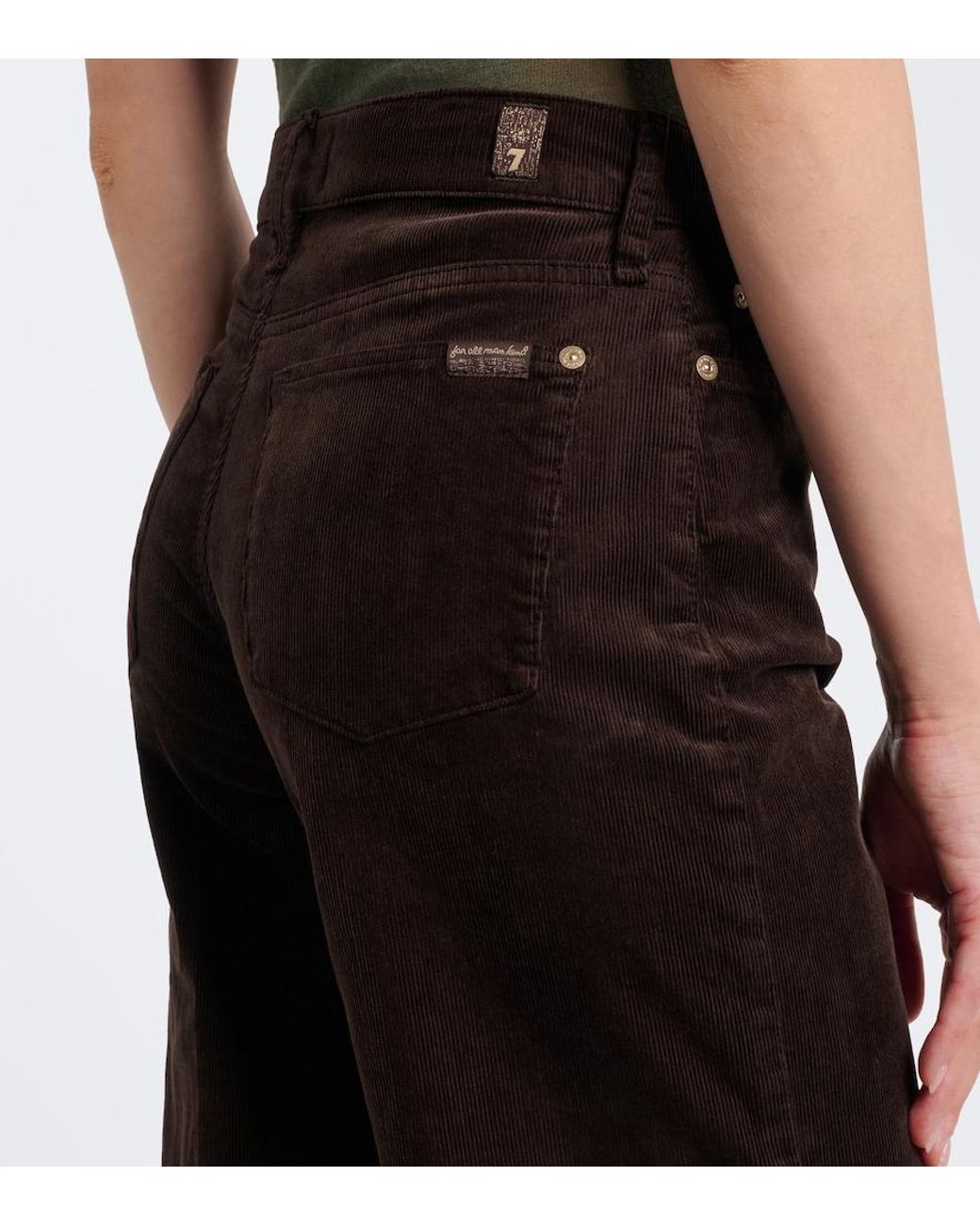 7 For All Mankind Black Lotta Cotton-Blend Corduroy Flared Pants