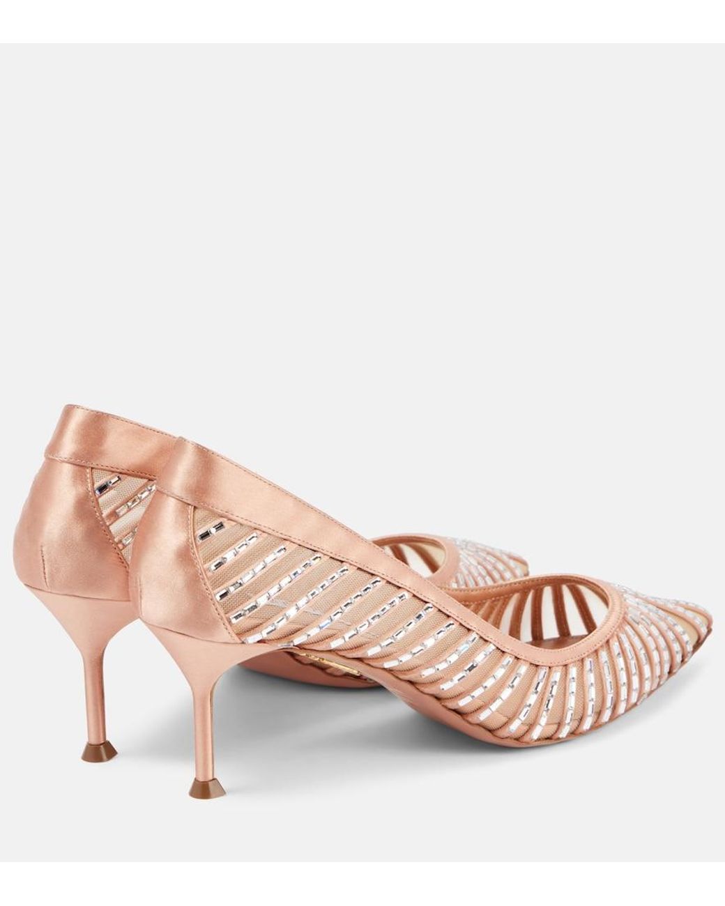 Aquazzura Pink Passions Crystal 65 Satin Pumps
