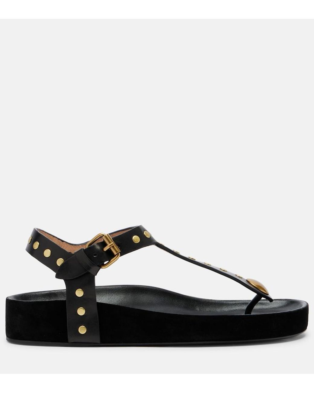 Isabel Marant Black Enore Studded Leather Thong Sandals